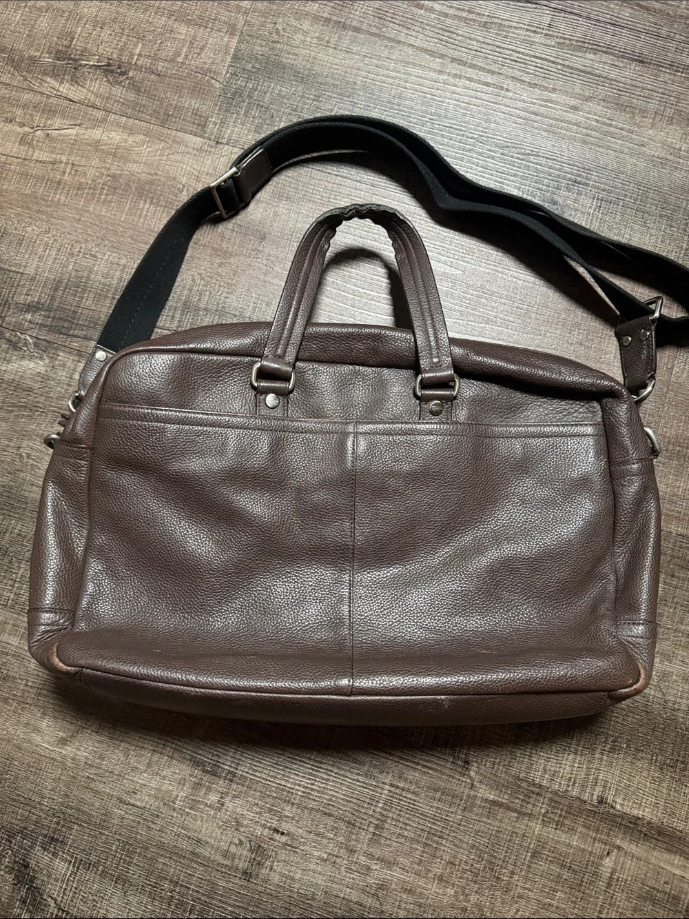 Vintage Coach Brown Pebbled Leather Laptop Brief with Black Strap